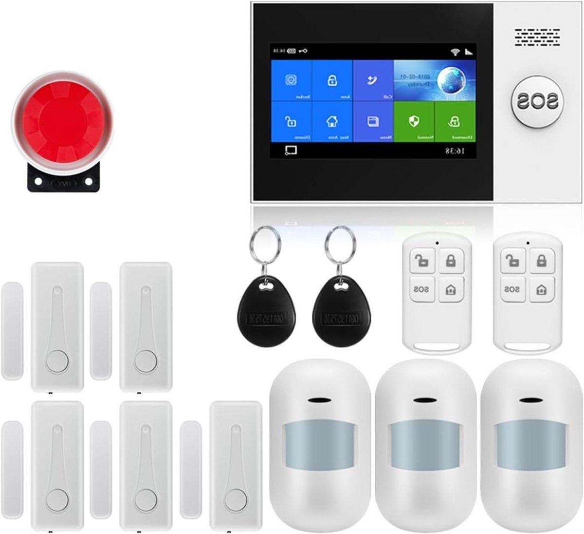 Smart Alarmsysteem - Inbraakkit Huis - Huis Beveiligen - Touchscreen Bediening - 229 x 127 cm - Wit