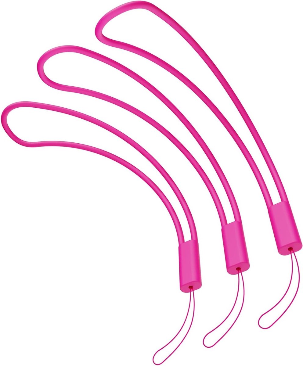 Universele Mobiele Telefoon Lanyard van Silicone voor Smartphones, USB-Sticks en Sleutels - 3 Stuks in Roze