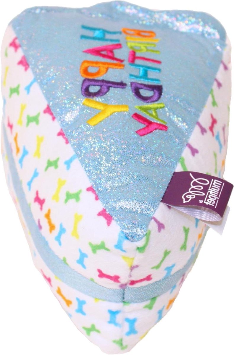 Honden Speelgoed Taartpunt - Verjaardag Speeltje - Vier Hondenfeest - Met Krokant Materiaal - 15 cm - Blauw
