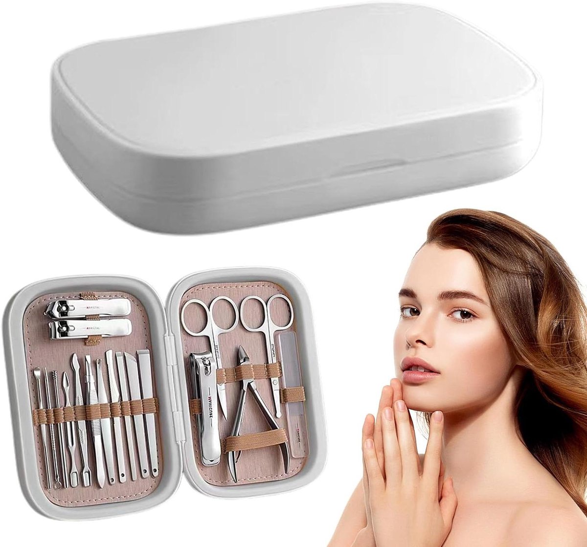 Nagelverzorgingsset - Manicure Pedicure - Persoonlijke Verzorging - 18 Delig Inclusief Doos - Compact Ontwerp - Zilver