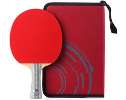 Tafeltennisracket Set - Pingpongbatjes - Sportief Spel - 5-laags Puur Hout - Horizontale Shot - Rood Zwart