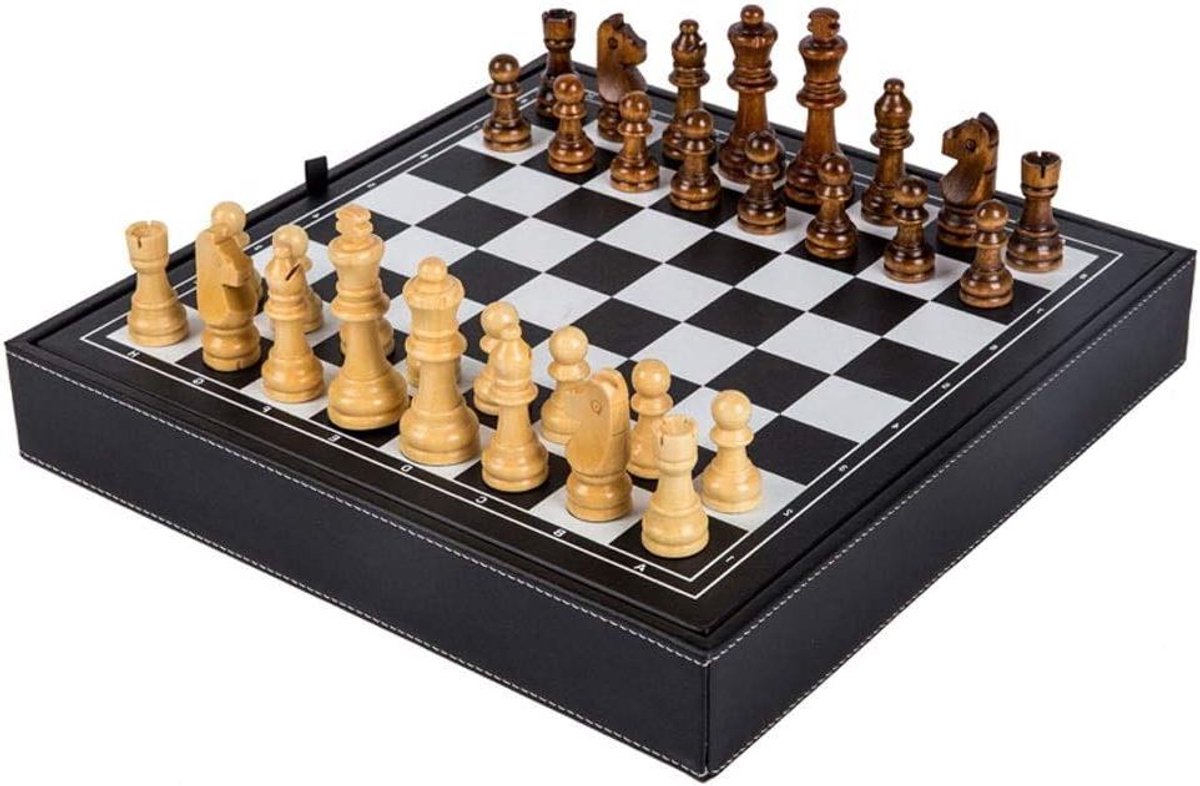 Schaakset - Bordsspel - Familie Tijd - Handgemaakt - 32cm - Natuurlijk Hout