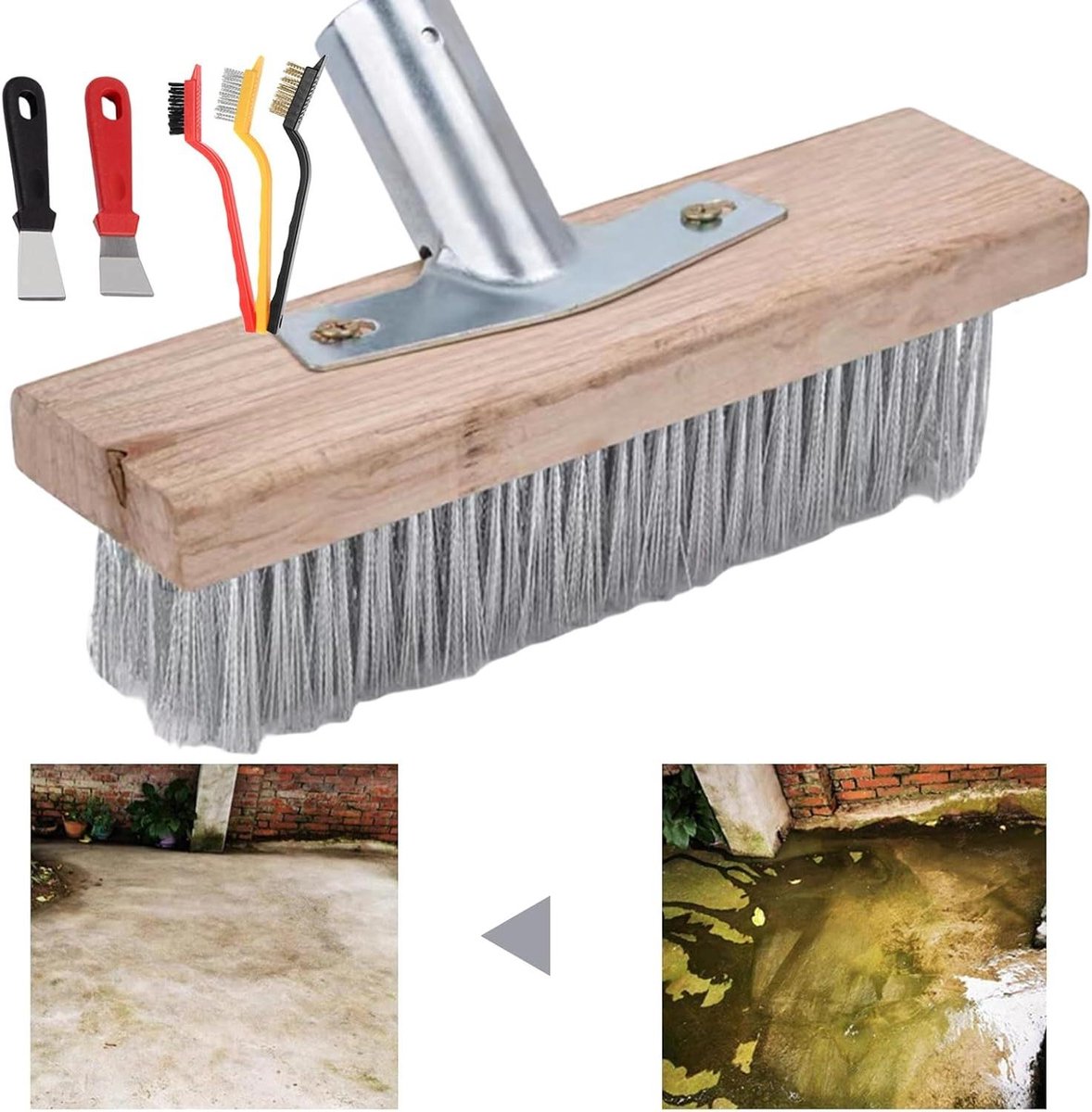 Buitenbezem Zwaar - Draadbezemkop - Terras Reinigen - Robuuste Metalen Houder - 20 cm - Niet gespecificeerd