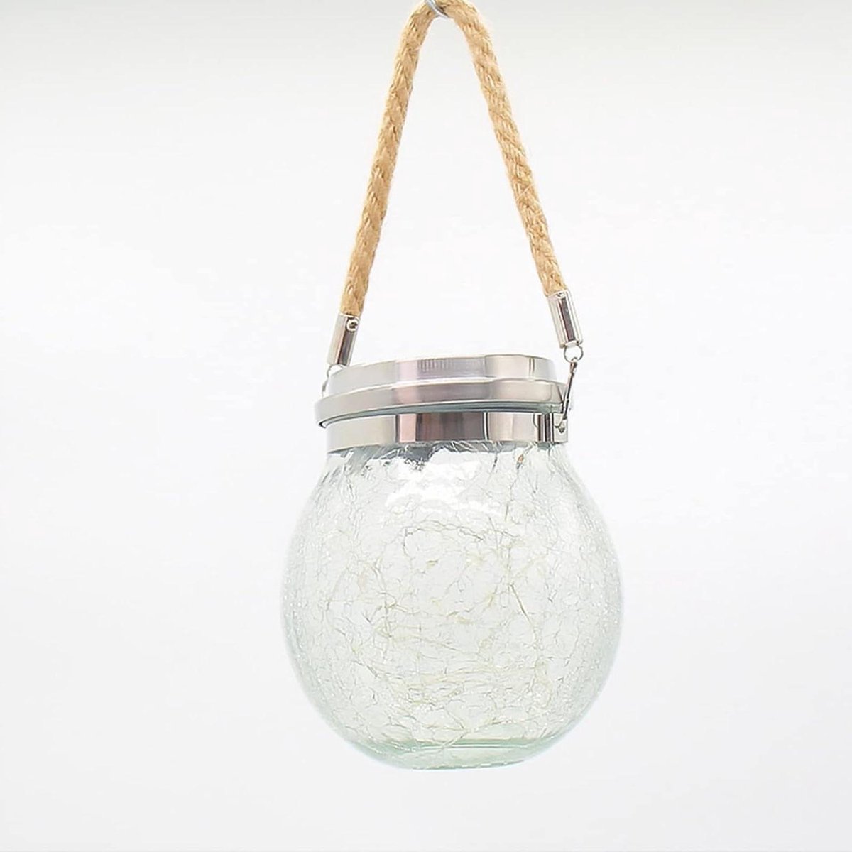 Zonne-lantaarn Glas - Hanglamp Buiten - Tuin Decoratie - Gebarsten Glas Design - 30 LED Wa