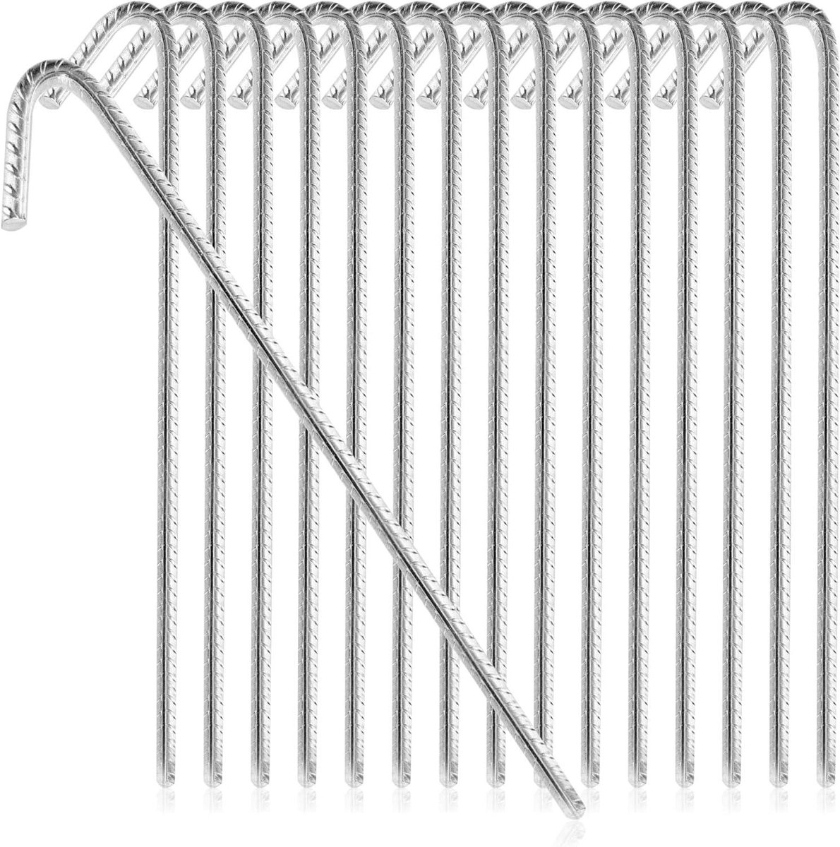 Grondankers XL - Haringen Stevig - Buiten Bevestigen - Massief Staal - 42 cm - Zilver