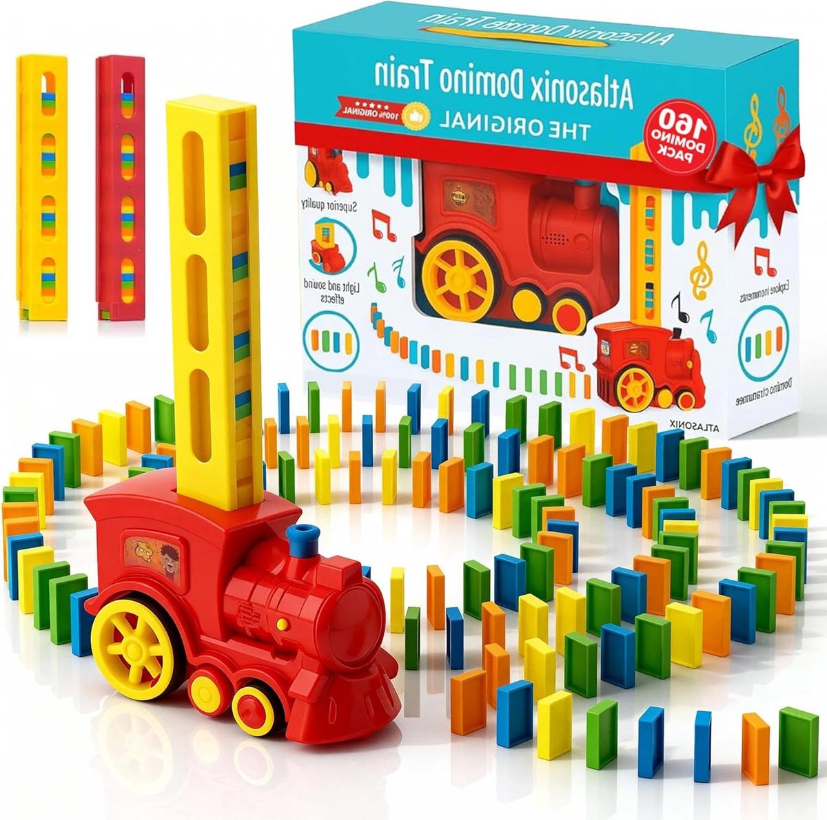 Dominotrein met 160 Blokken - Domino Rally Trein - Kinderen Leren Spelen - Automatische Plaatsing - 160 Blokken - Multicolor