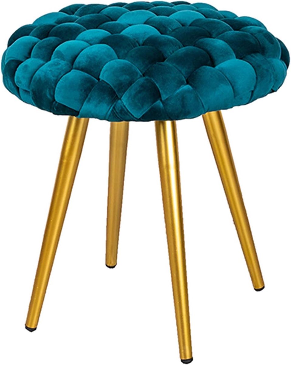 Voetenbankje - Poef bijzettafel - Ontspannen zitten - Met metalen poten - 37x37cm - Groen