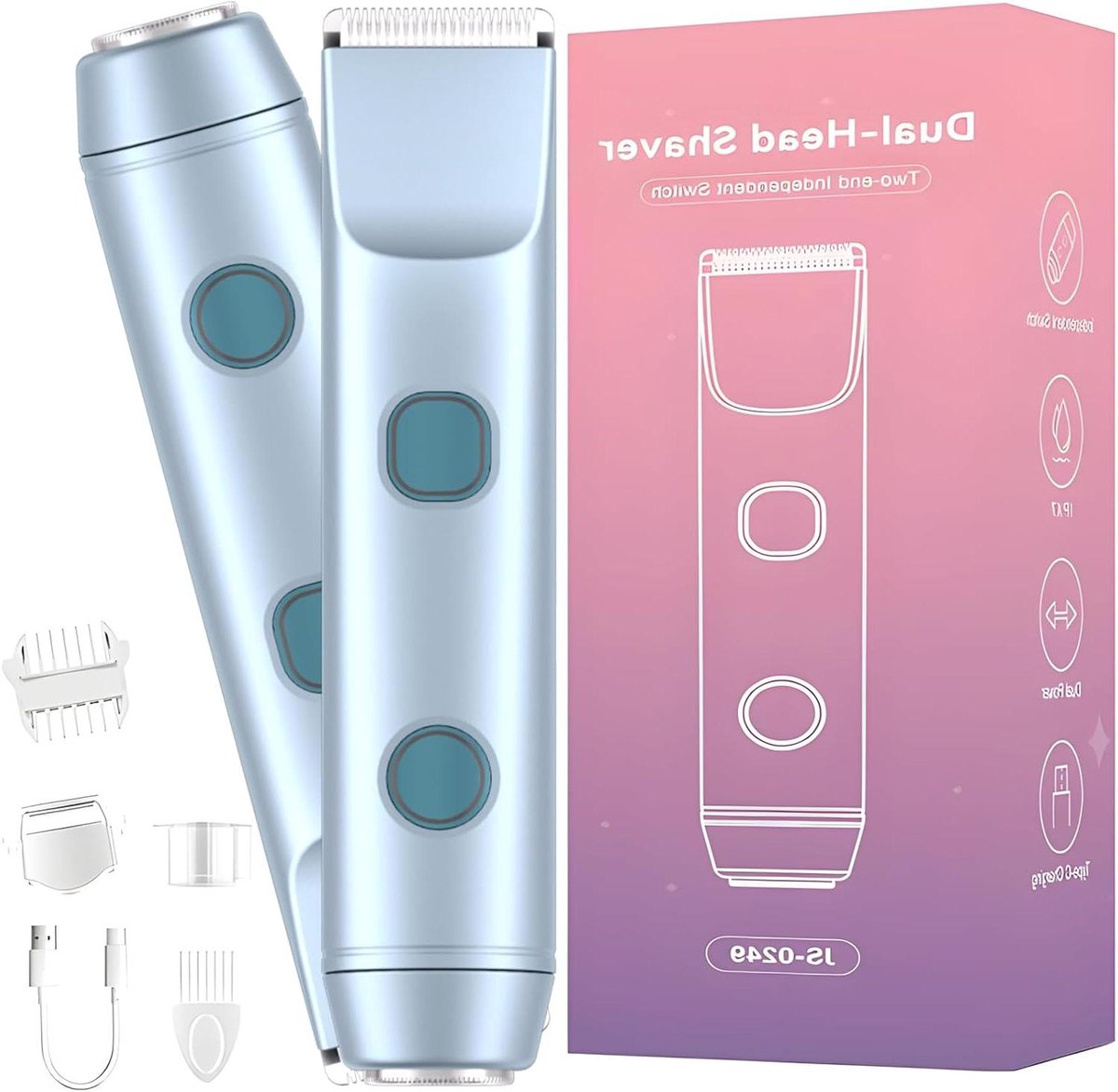Dames Scheerapparaat - Ontharingsapparaat Bikini Trimmer - Gladde Huid - Dubbele Kop - IPX7 Waterdicht - Wit
