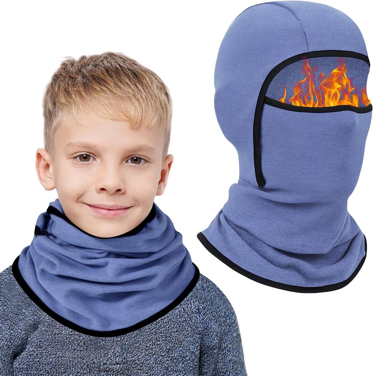Thermisch Balaclava voor Kinderen - Multifunctioneel Winddicht en Warm Ski Masker met Nekwarmer voor Fietsen en Wintersport, Geschikt voor Jongens en Meisjes van 6-14 Jaar