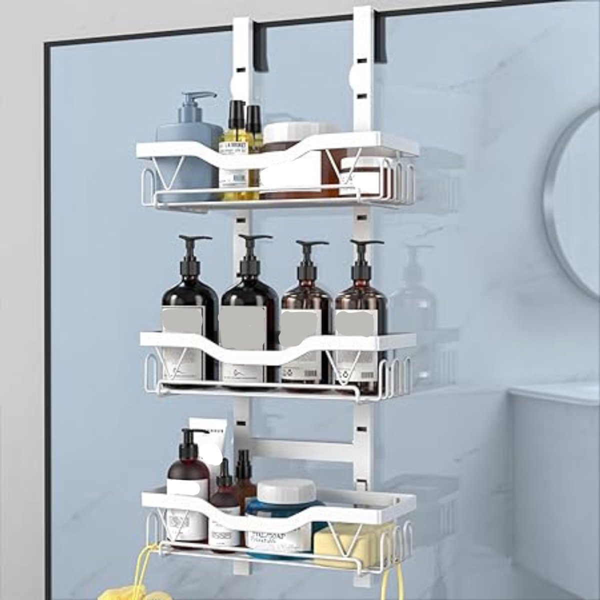 QIN® Doucherek aan Douchewand - Doucherek Zonder Boren - Doucherek Hoek - Wit - 17cm x 29cm x 62cm