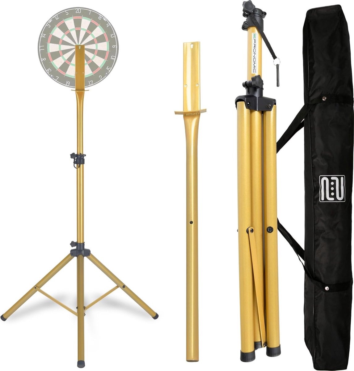 Dartbord standaard - Dartbord houder - Darts spelen - Traploos in hoogte verstelbaar - 107-160 cm - Goud