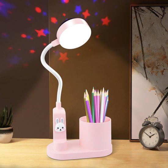 Bureaulamp Met Sterrenprojector - Leuke Tafellamp Met Pennenhouder - Naast De Studielamp Voor Kinderen - LED-Leeslamp van NCRealher — afbeelding 5