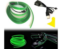 LED stripverlichting - Neondraad licht - Auto interieur - 5 meter lengte - USB 5V - Groen