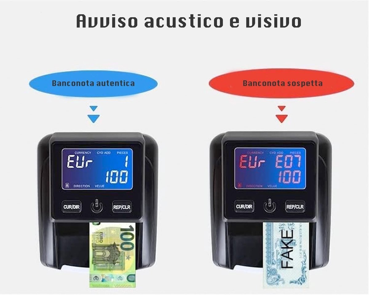 Valsgelddetector - Geldteller Detector - Bankbiljetten Controleren - 7 Vervalingscontroles - Met Accu - Zwart
