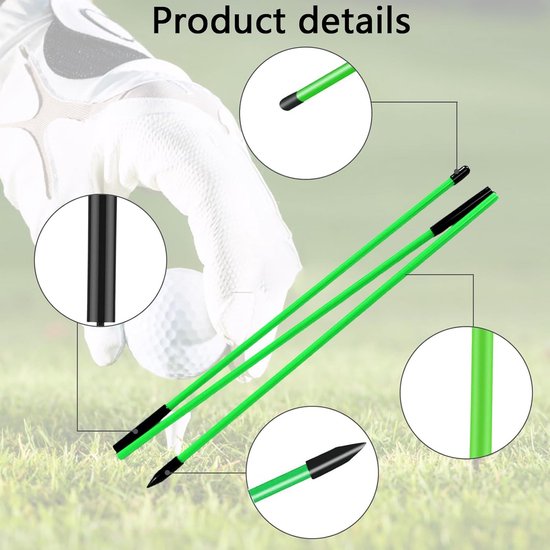 Golf Uitlijnstokken - Golf Oefenhulp - Golf Swing Trainen - Opvouwbaar Ontwerp - 1225 cm - Groen van GOLF — afbeelding 5