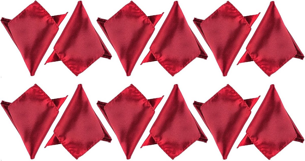 Satijnen Pochet - Zakdoek Heren - Netjes Voor de Dag - Zelfvouwbaar Ontwerp - 22 x 22 cm - Rood