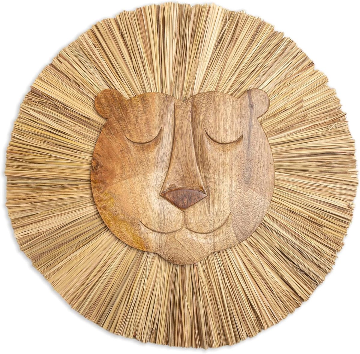 Houten Dierdecoratie - Muurdecoratie Kinderkamer - Babykamer Aankleden - Handgemaakte Details - 53 x 53 cm - Natuurlijk Hout