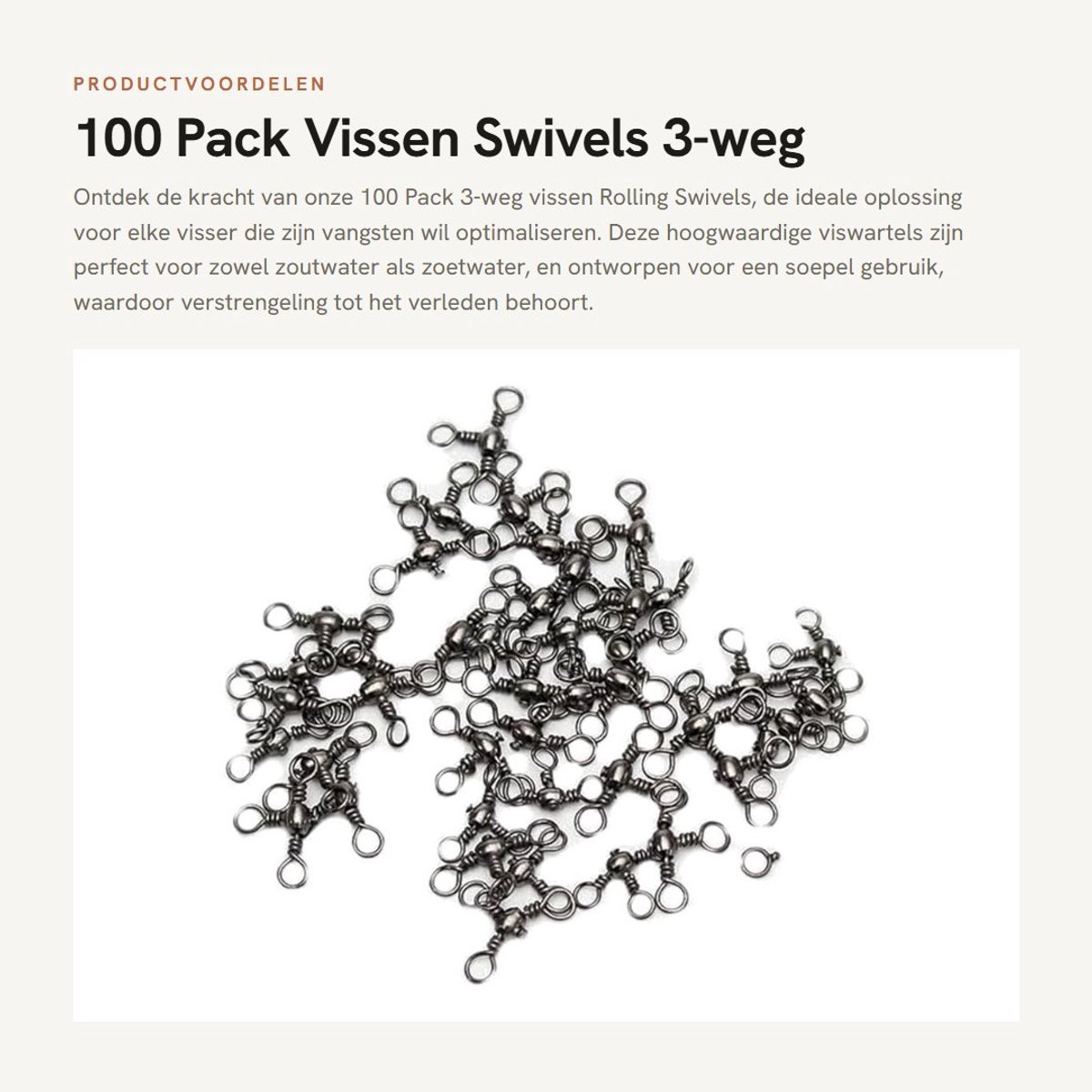 Dailygoody - 100 Pack Vissen Swivels - 3-weg Draaibare Wartels
