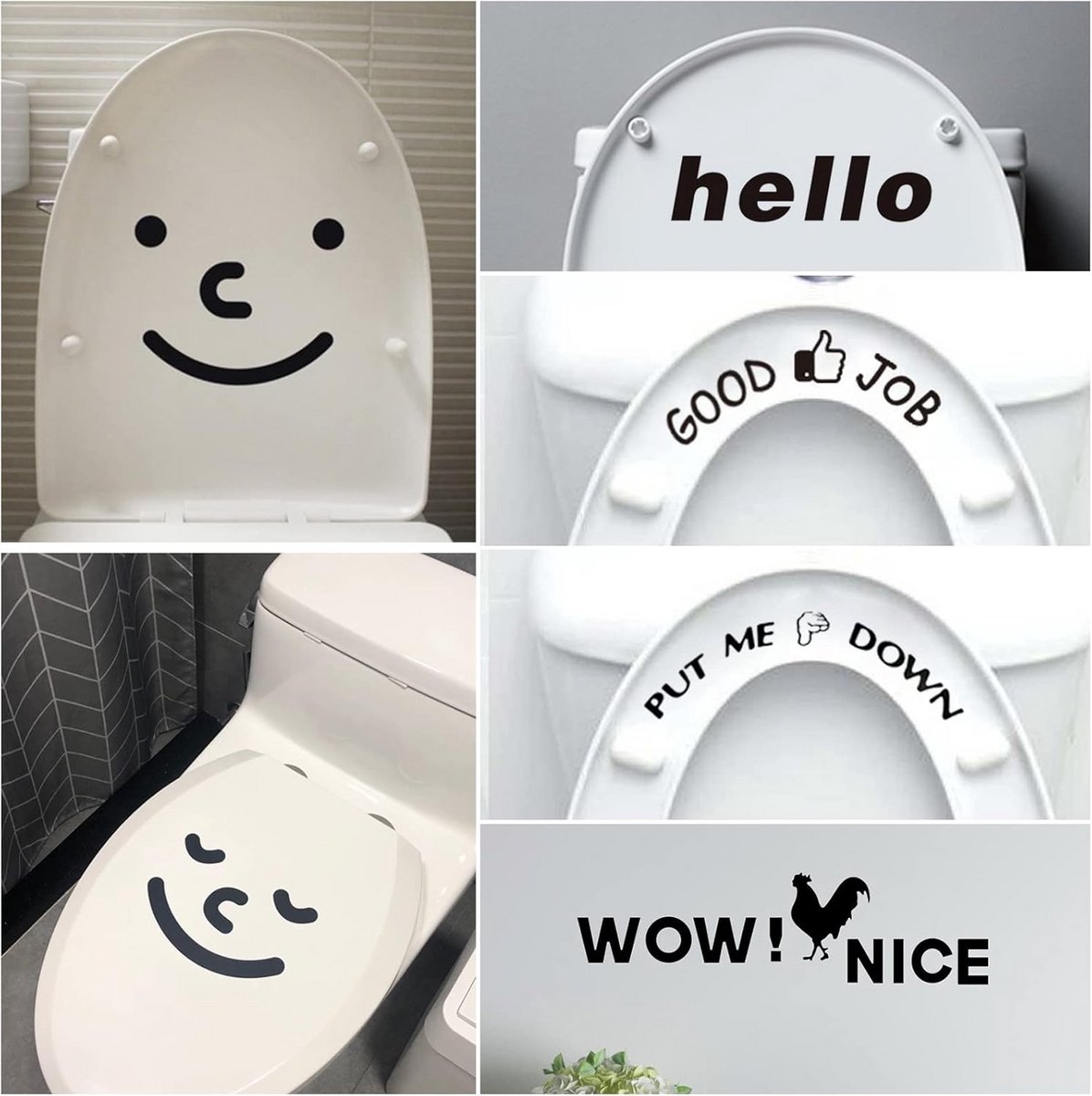 Toilet Stickers - Grappige Decoratie - Badkamer Opvrolijken - Zelfklevend Vinyl - 6 Stuks