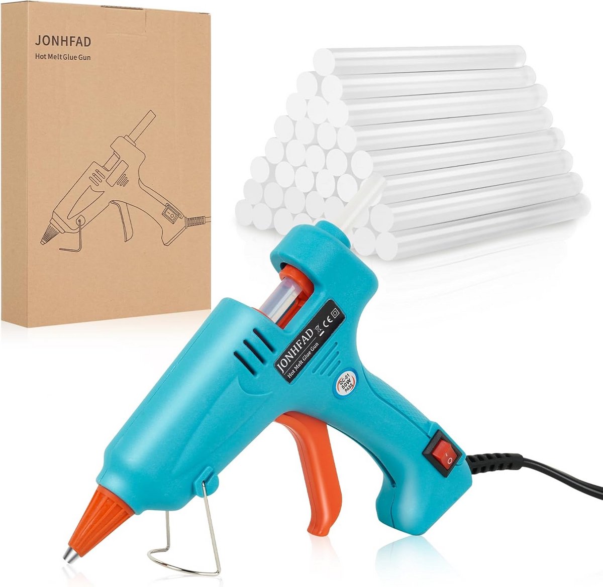 Lijmpistool - Hete lijm - Hobby en reparatie - Inclusief 60 lijmsticks - 50 Watt - Blauw