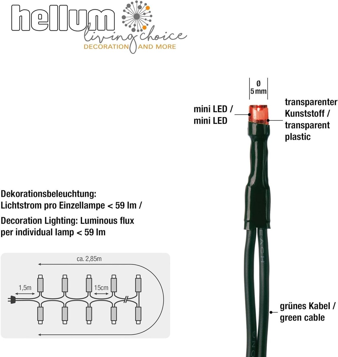 Lichtsnoer met LEDs - Decoratieve ketting - Sfeervolle verlichting - Klassiek warm wit - 285 meter - Groen — cadeau in Wonen & Interieur - foto 3