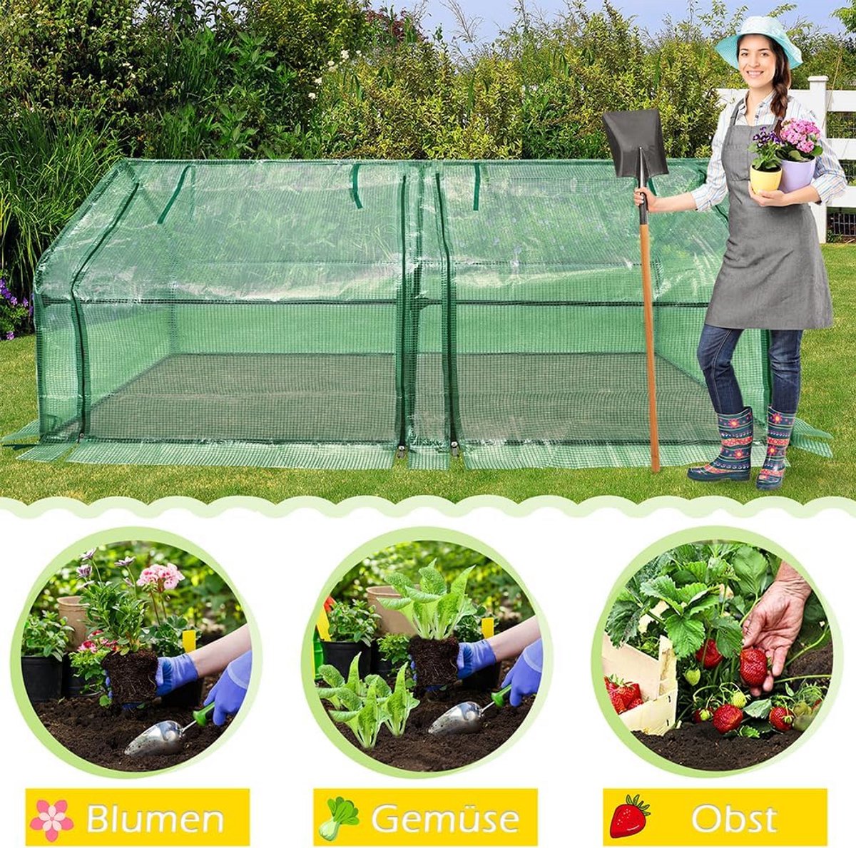 Kleine Broeikas - Plantenhuis - Planten Kweken - Vorstbestendig - 180 x 90 x 90 cm - Groen – foto 6