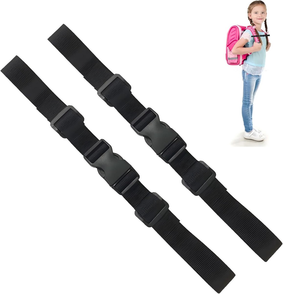 Borstband Rugzak - Borstband Set - Comfortabel Dragen - Verstelbare Gespen - Tot 37 cm - Zwart