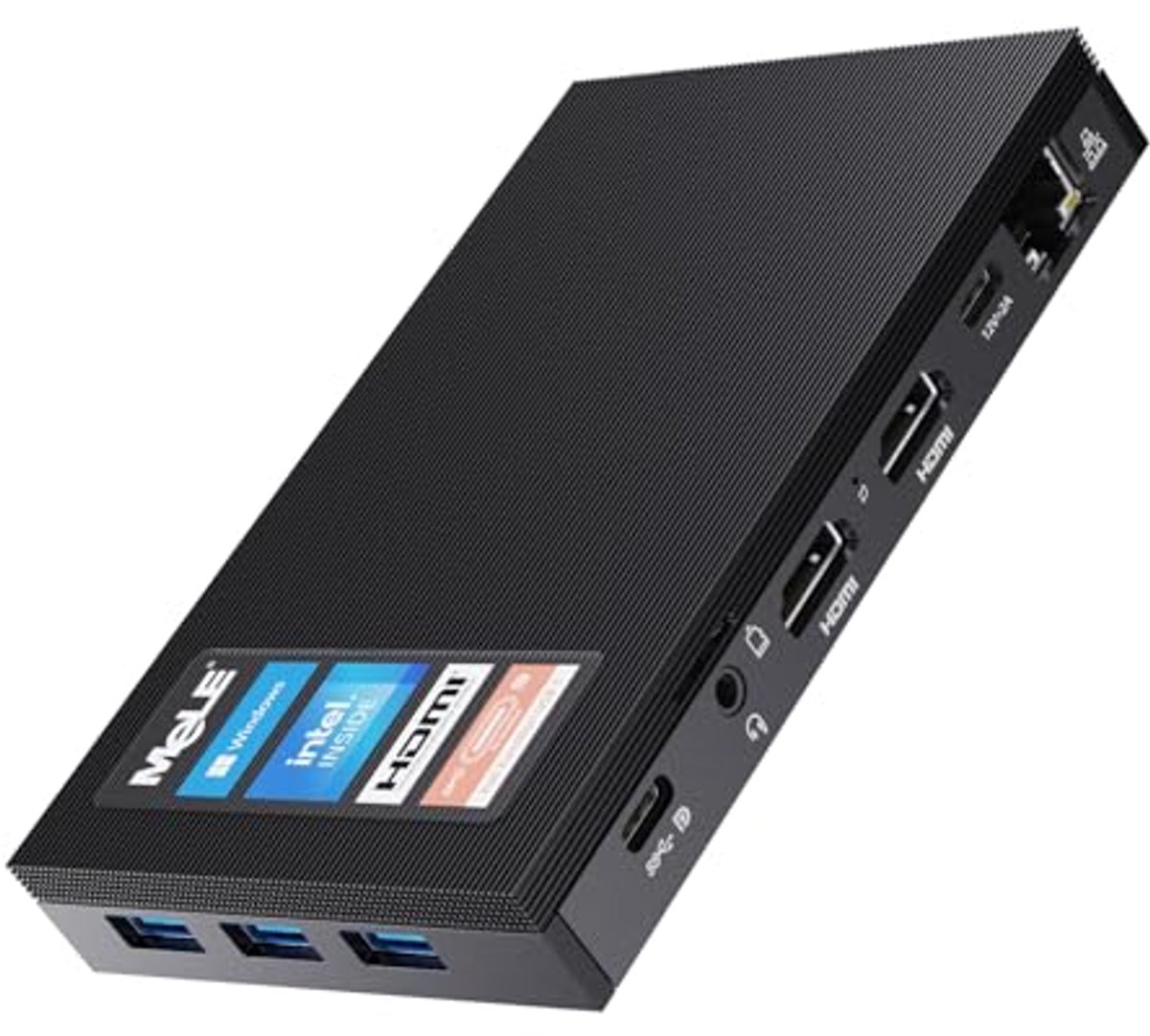Mini PC - Compacte Computer - Thuiswerken Kantoor - Stille Ventilatorloze Koeling - 8GB RAM 128GB Opslag - Zwart