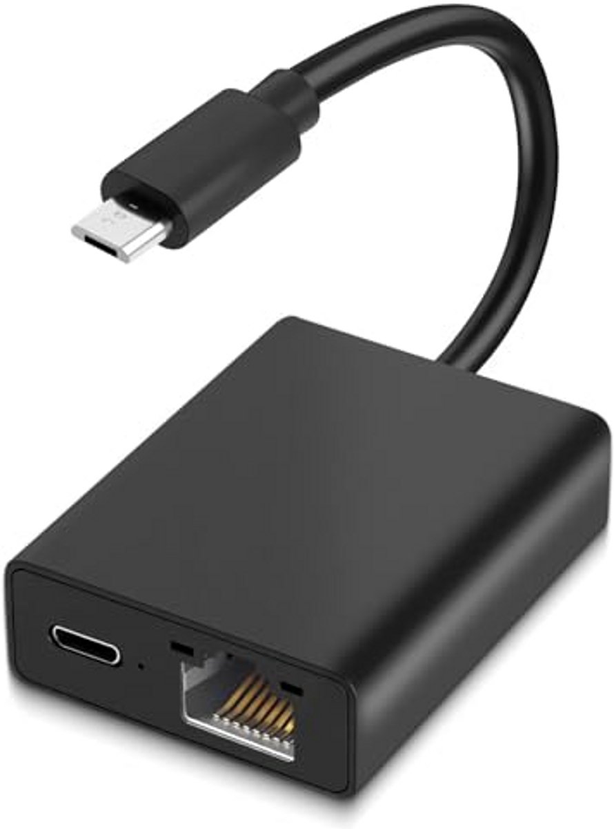 Ethernet Adapter - Netwerk Adapter - Stabiel Internet - 100 Mbps Snelheden - Micro USB - Zwart