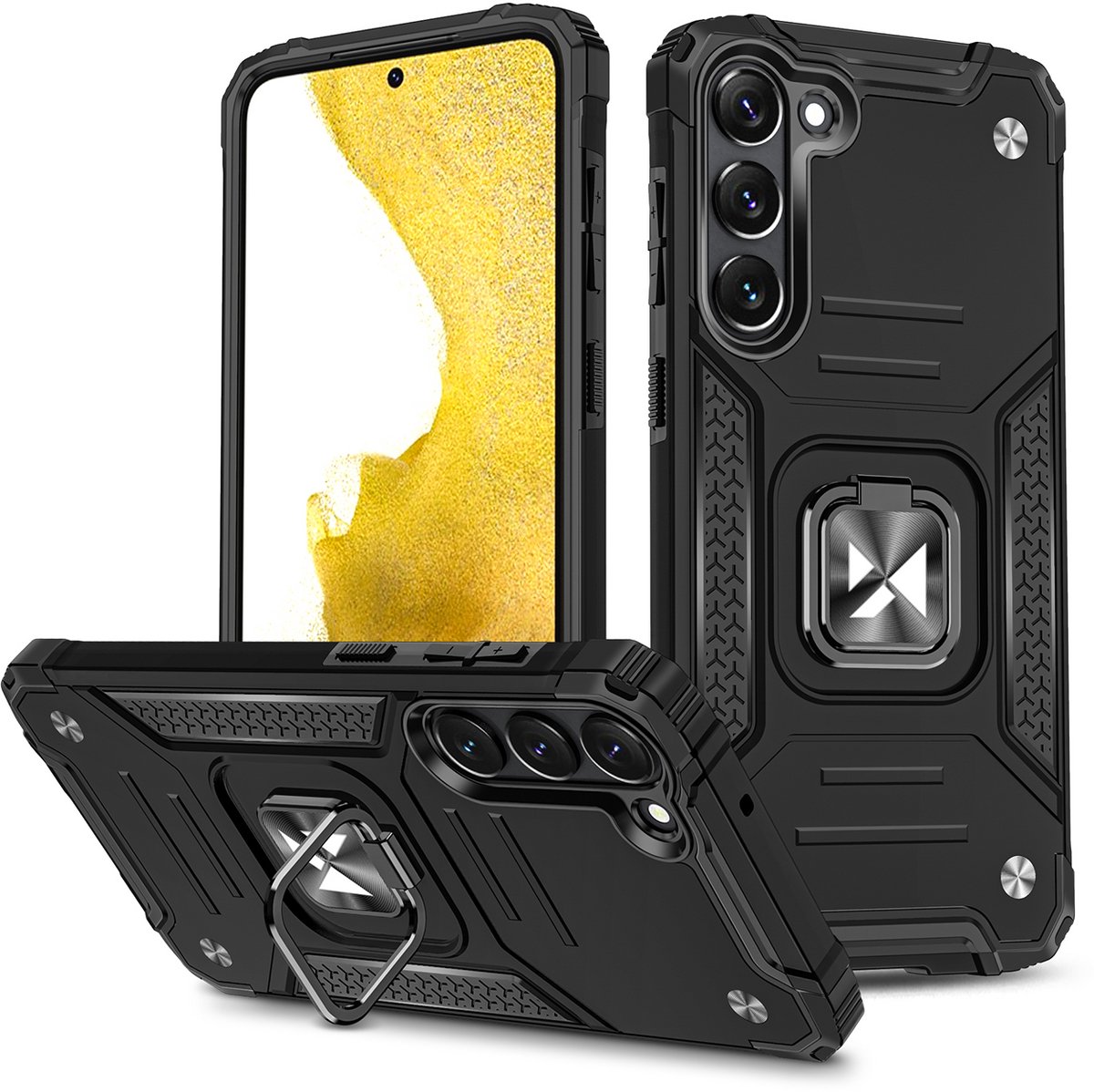 Wozinsky Ring Armor - Pantserhoesje - Samsung Galaxy S23 - Zwart - Magneet Houder