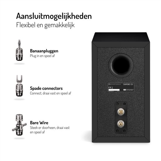 Wharfedale Diamond 12.1i Boekenplank Speaker - Diepe Bas - 2-weg - 130mm Driver - 50Hz-20kHz - Passieve Speaker - Zwart van Wharfedale — afbeelding 5