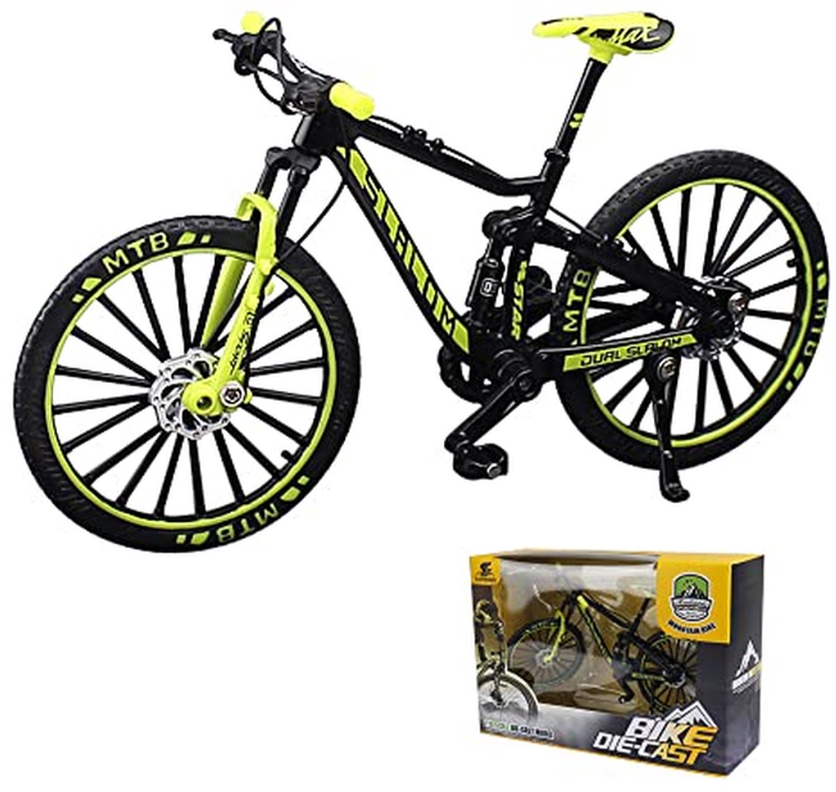 Vinger fiets model Mini mountainbike Decoratie en spel Gedetailleerd ontwerp 17.5 x 10 cm Groen