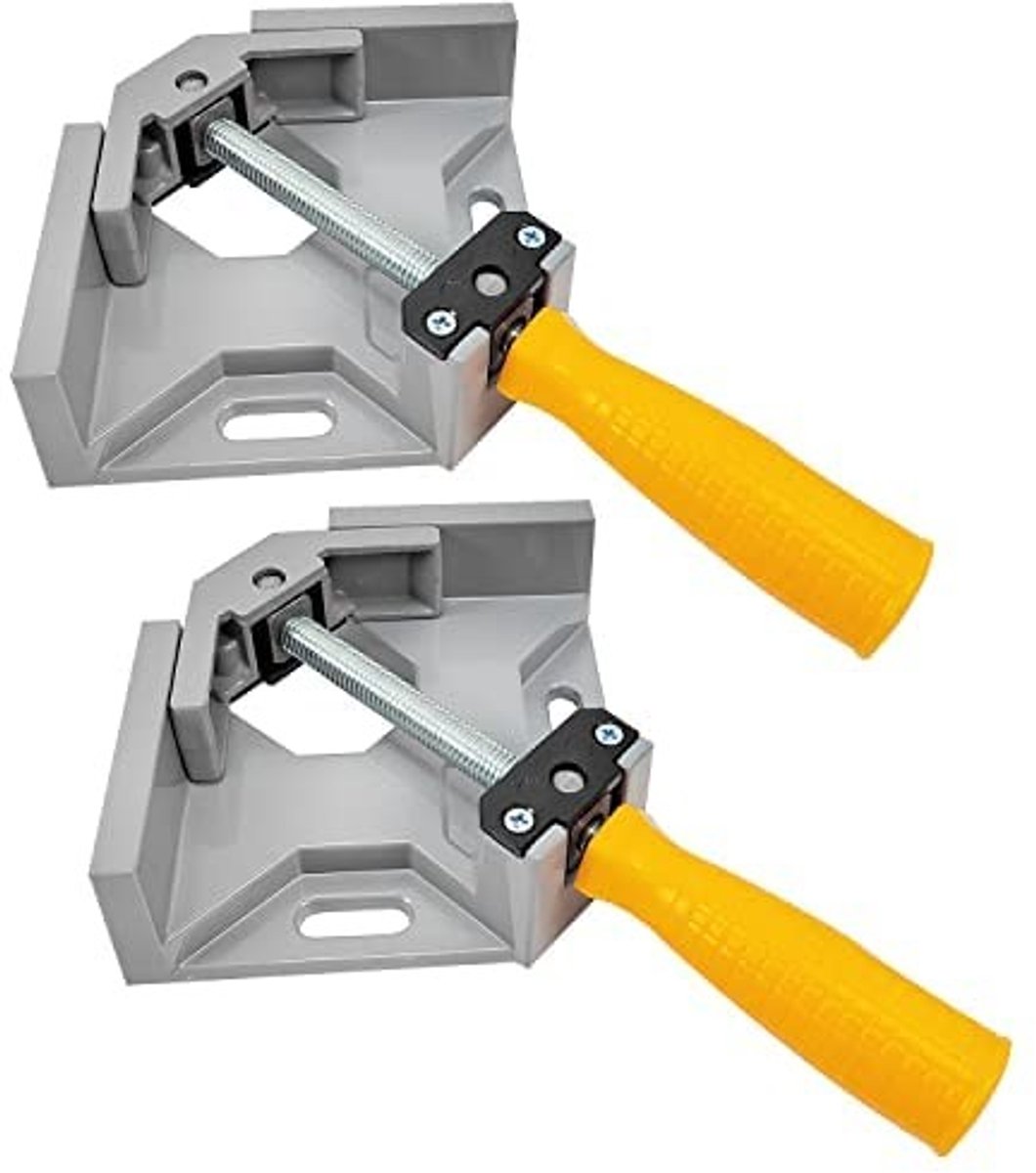 Dailygoods- Hoekklem 90° - Aluminiumlegering - Verstelbare Zwenkbek - Enkele Handgreep - 2 Stuks - Ideaal voor Houtbewerking - Klem