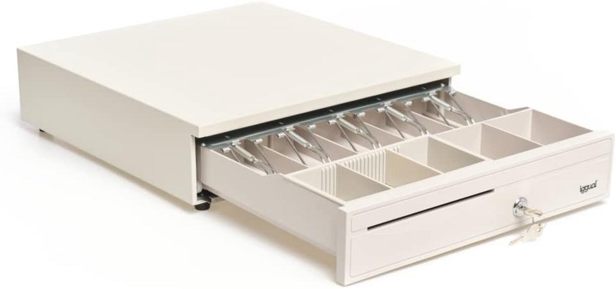 Geldlade Kassalade - Betaallade Zwart - Winkel Organisatie - 3-Positie Slot - 42 x 40.5 x 10 cm - Wit