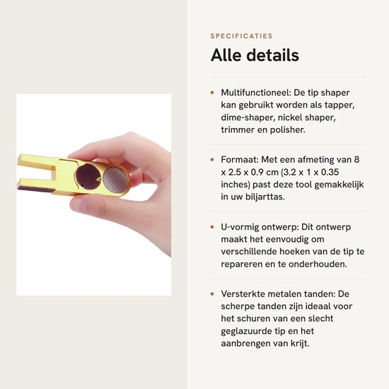 VT Goods - Billiard Pool Cue Tip Shaper - multifunctionele Tip Shaper - polijstfunctie - ideaal voor biljartstokken - perfecte snede - eenvoudig in ... van vt — afbeelding 2