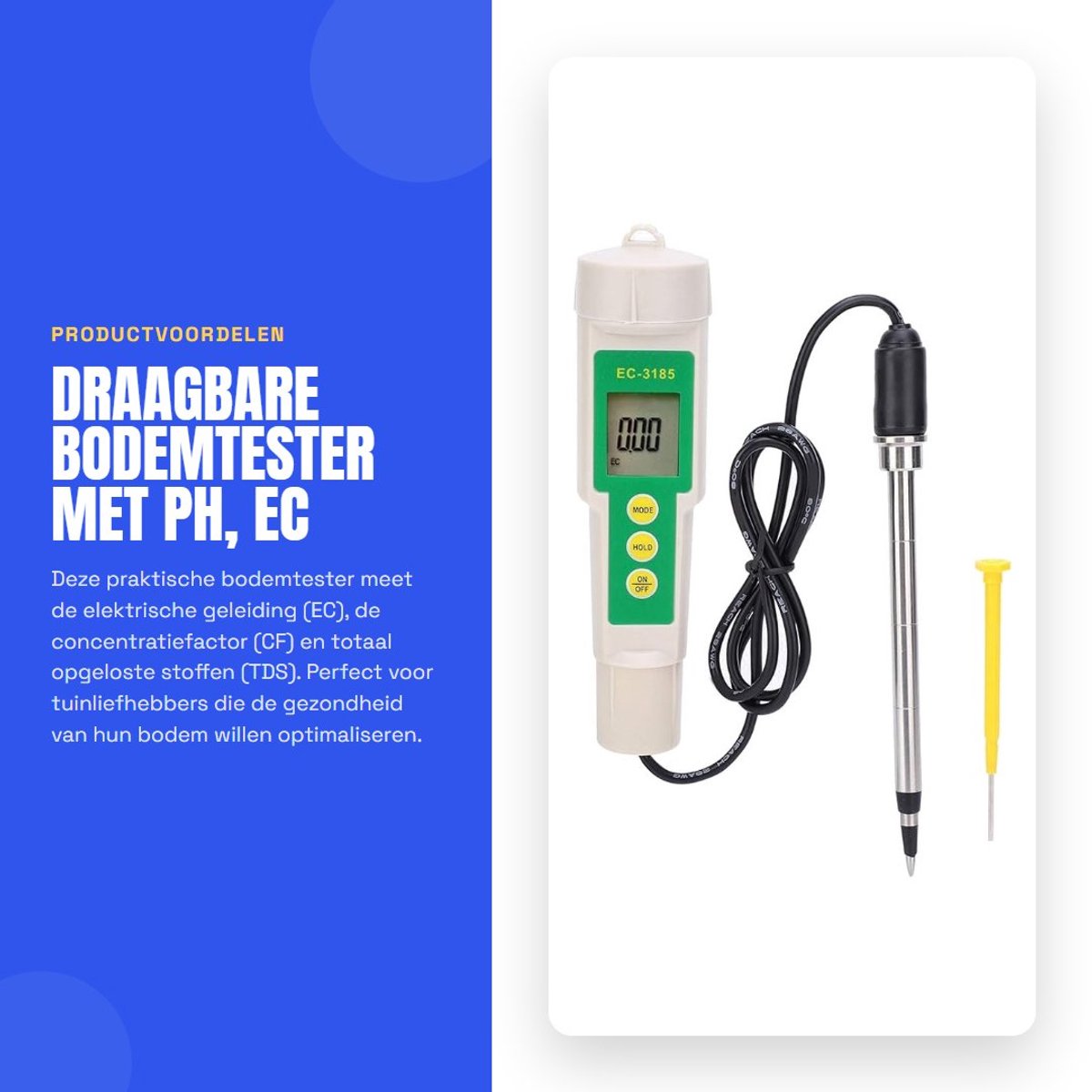 Dailygoods - Draagbare Bodemtester met PH, EC en TDS Meting voor Tuinbouw