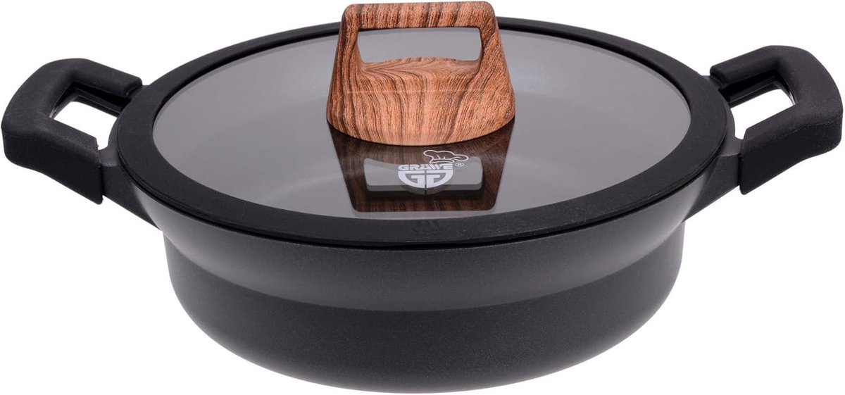 Kookpan Aluminium - Gietpan Pan - Heerlijke Maaltijden - Anti-aanbaklaag - 24 cm - Zwart