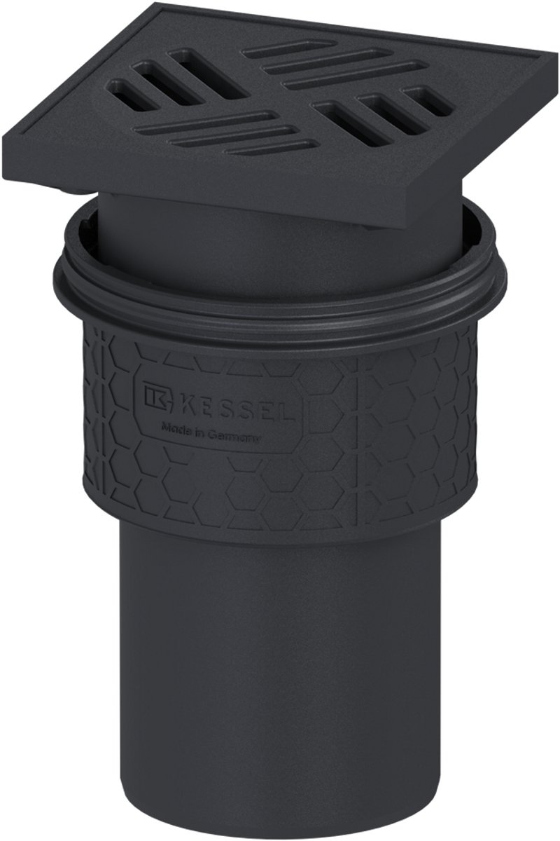 KESSEL-kelderafvoer Practicus - DN 100, vert., sleufrooster zwart, 45210.40