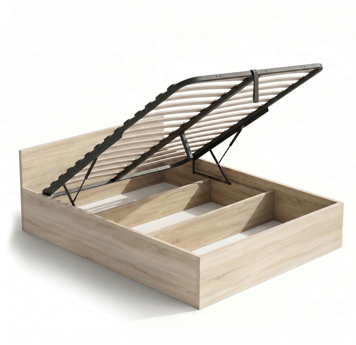 Bed met Opbergruimte / 140x200 cm / Metalen Lattenbodem Opklapbaar / Sonoma Eiken