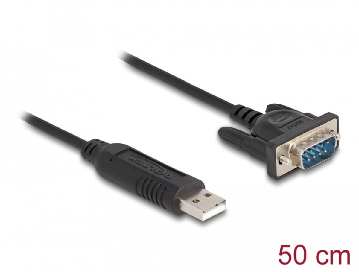 Delock 66461 USB-kabel USB 2.0 USB-A stekker, VGA-stekker 9-polig 0.50 m Zwart