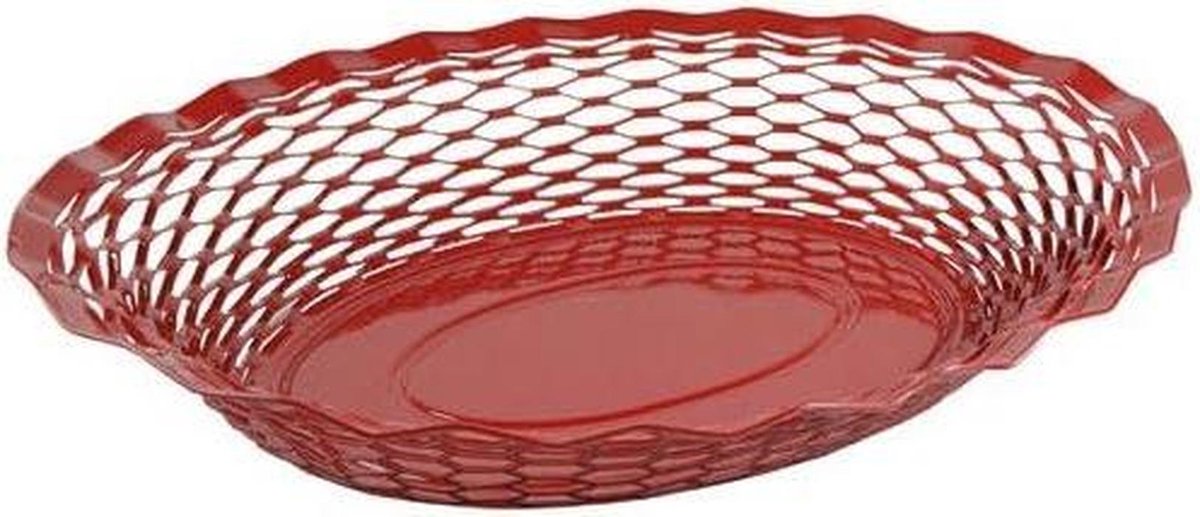 Broodmand - Broodtrommel Tafeldecoratie - Brood Serveren - Vaatwasser Magnetronbestendig - 25 x 18 cm - Rood