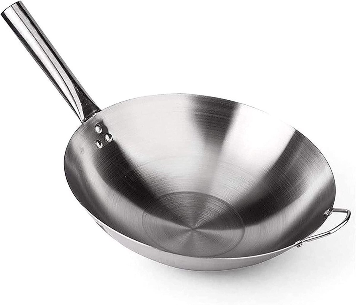 Wokpan Roestvrij Staal - Wok Pan - Vetarm Koken - 7 Gelaagde Antiaanbaklagen - 36-43 cm - Zilver