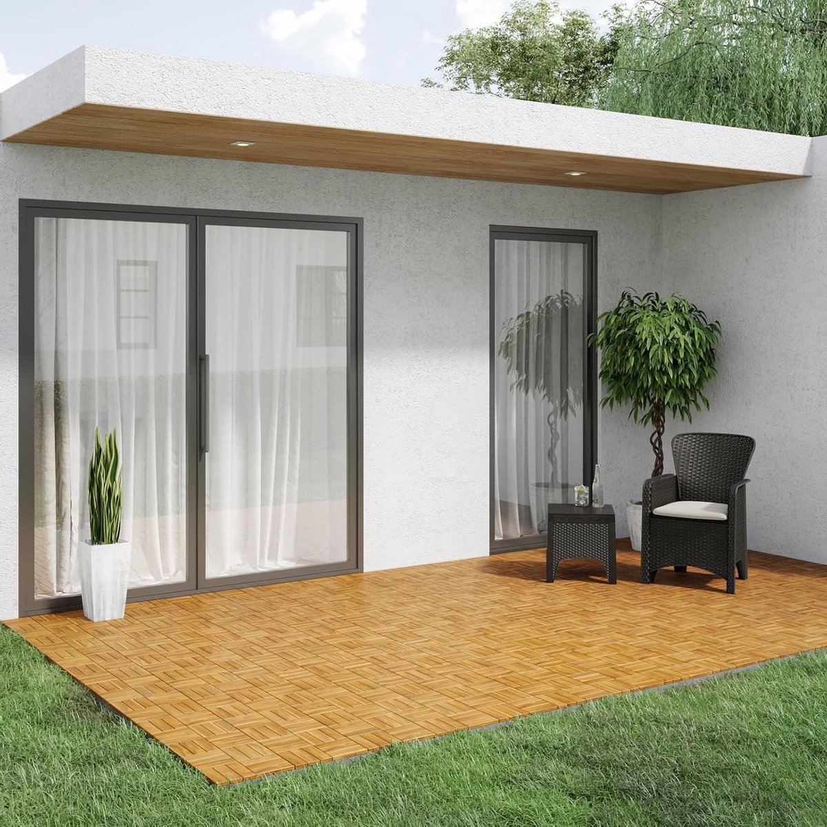 Houten Terrastegels - Vloerpanelen Tuin - Buitenruimte Verfraaien - Eenvoudig Kliksysteem - 54 Stuks - Teak