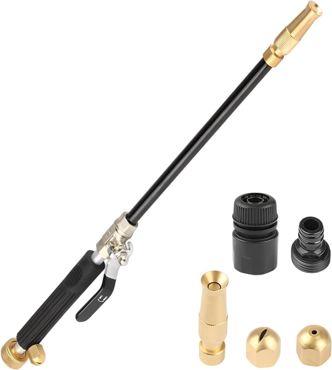 Hoge Druk Sproeier - Watersproeier Tuinslang - Auto Wassen - Verstelbaar Mondstuk - 48 cm - Zwart Goud