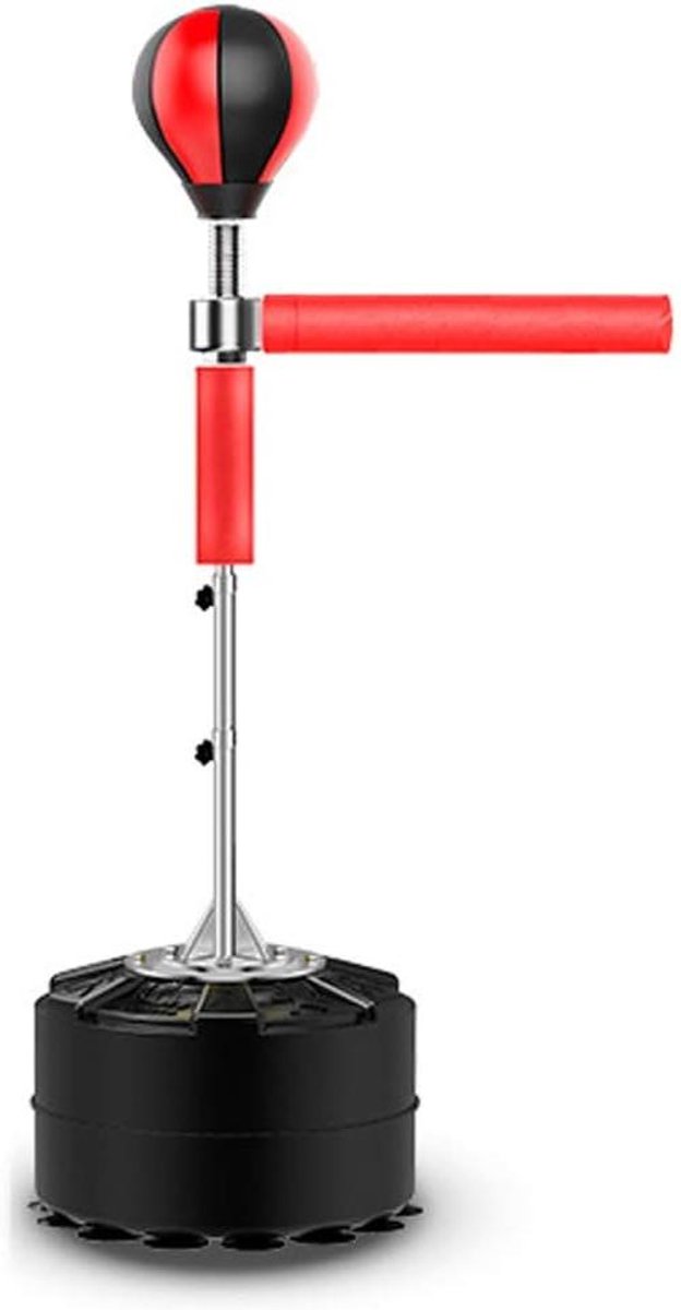 Staande Bokszak - Bokstrainer - Reactie Training - 360 Graden Draaibaar - 195 cm Hoog - Zwart Rood