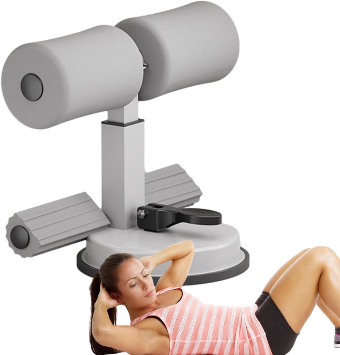 Sit-up Bar - Oefenhulp Buikspieren - Thuis Trainen - Dubbele Zuignap - Compact Ontwerp - Zwart