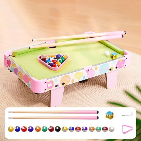 Kinderbiljarttafel - Mini biljart - Familie spel - Opvouwbaar en draagbaar - 53.5 x 33.9 cm - Roze — afbeelding 2