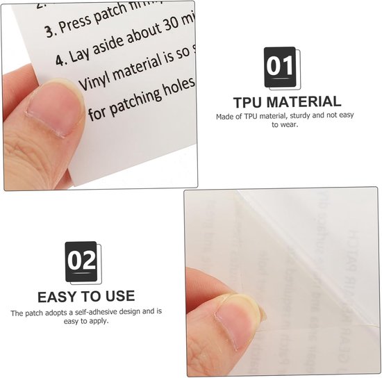 Reparatie Patches - Herstelstickers - Opblaasbaar Repareren - Hoge Viscositeit - 10 Stuks - Wit — afbeelding 4