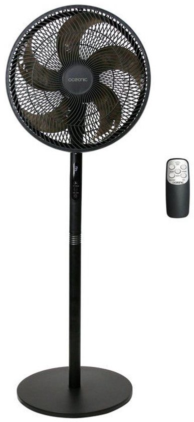 OCEANIC 2-in-1 Pedestal Ventilator 40 cm, 45W, 3 snelheden, verstelbaar 69-120 cm, afstandsbediening, zwart