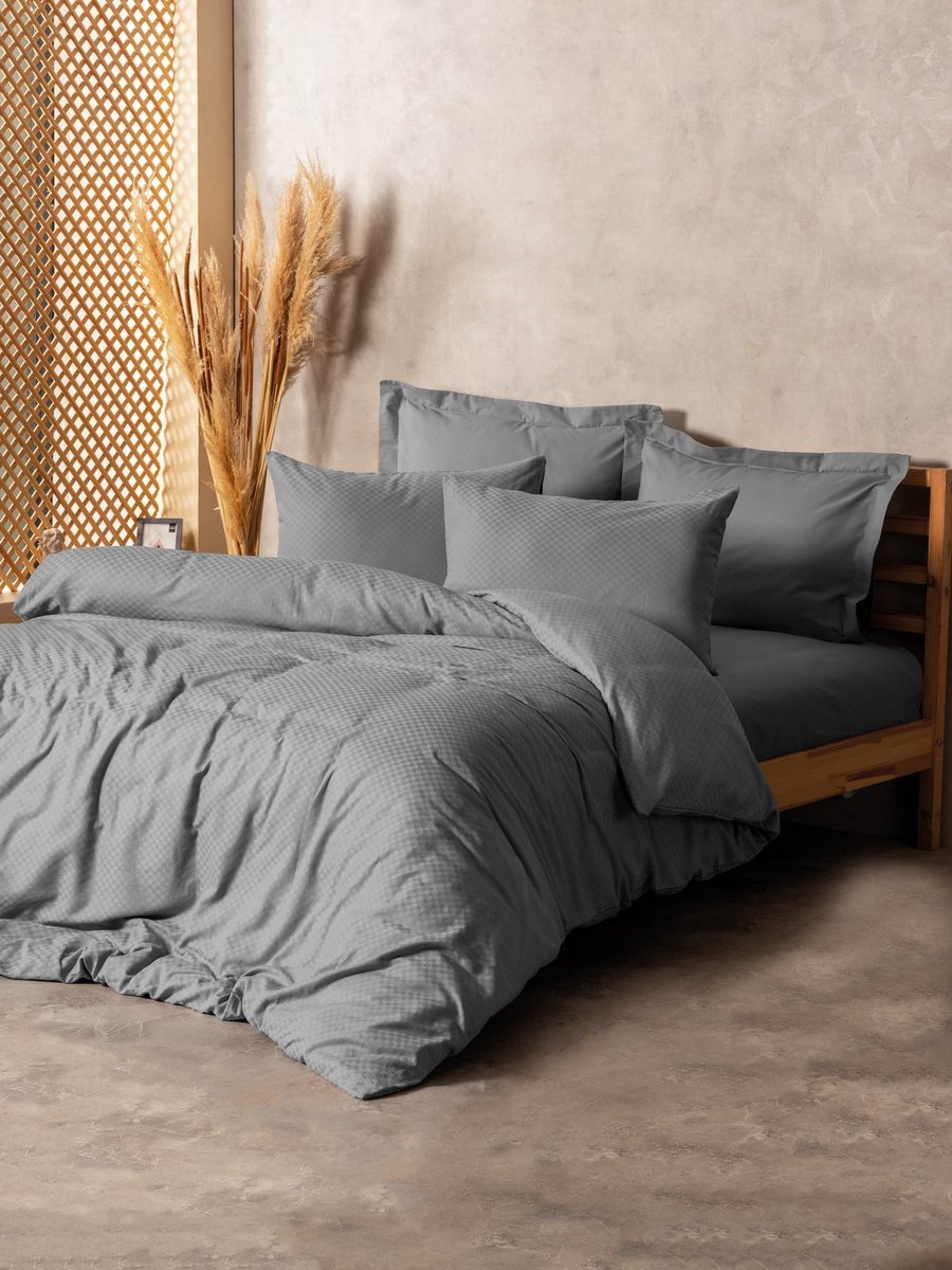 L'Essentiel Maison Ranforce Tweepersoons Dekbedovertrekset – 200x200 cm – 100% Katoen – Grijs